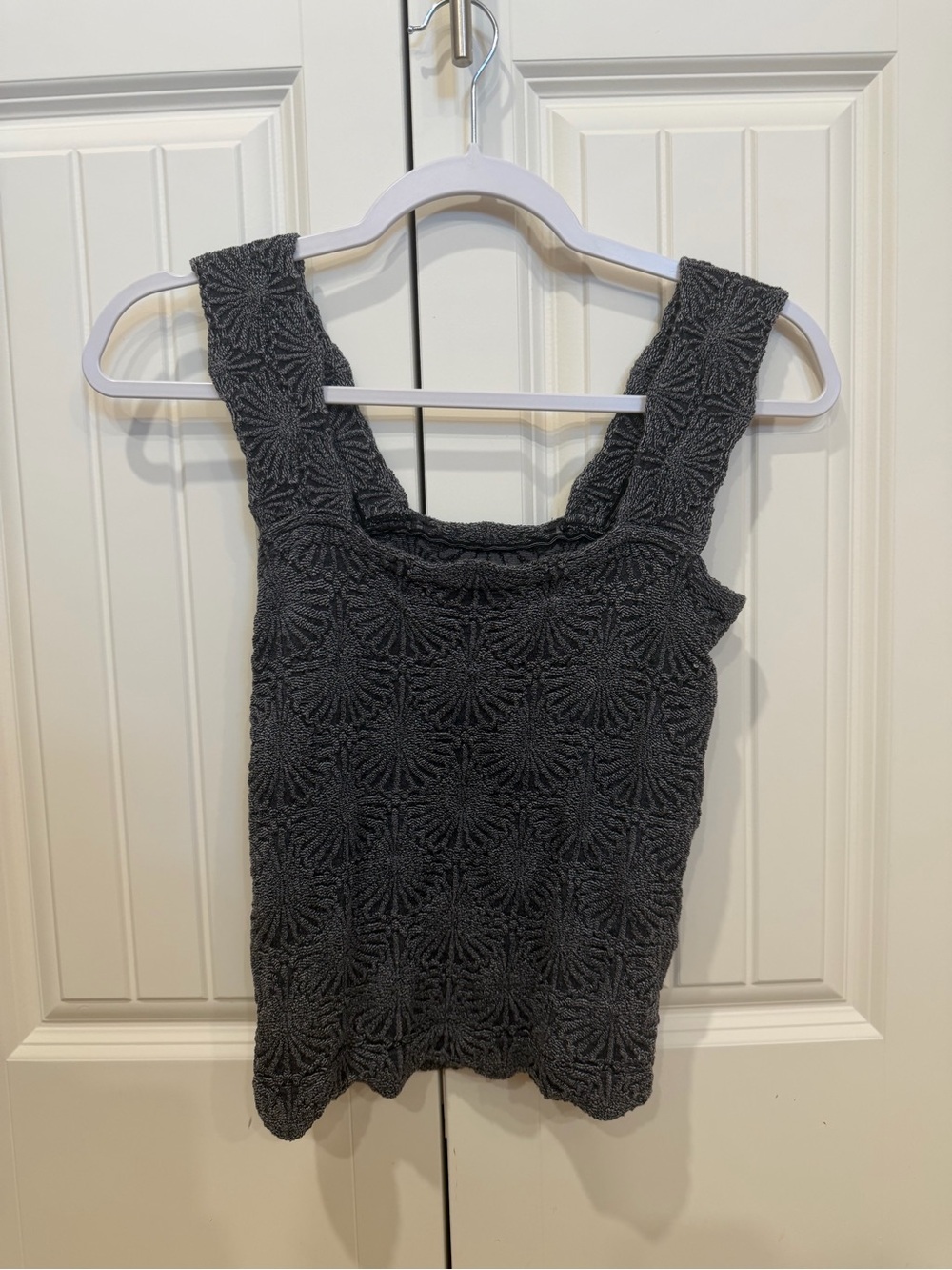 Free People Charcoal Textured Square-Neck Tank